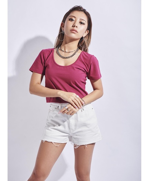 EGOIST(エゴイスト)の「2WAYステインTOP(Tシャツ/カットソー・レディース・ホワイト/ブラック/グレー/ピンク・FREE)」の18枚目の写真