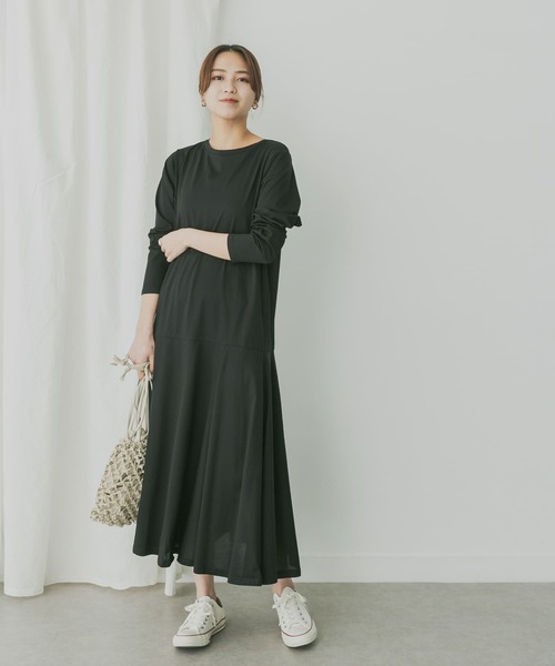 KBF+（ケービーエフプラス）の「KBF+　切り替えフレアカットワンピース（ワンピース・レディース・ブラック/ベージュ/グレー・ONE）」の5枚目の写真