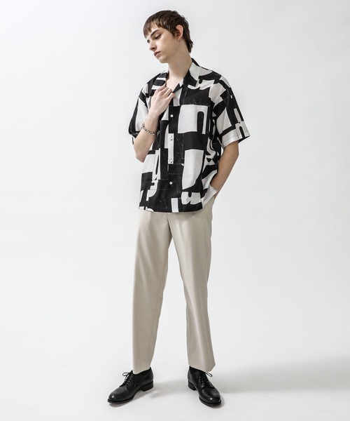 08sircus（ゼロエイトサーカス）の「【08sircus】Cu/C alphabet tile print shirt（シャツ/ブラウス・メンズ・ブラック/グレー・4/5）」の12枚目の写真