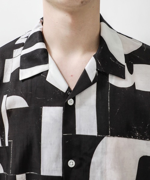 08sircus（ゼロエイトサーカス）の「【08sircus】Cu/C alphabet tile print shirt（シャツ/ブラウス・メンズ・ブラック/グレー・4/5）」の14枚目の写真