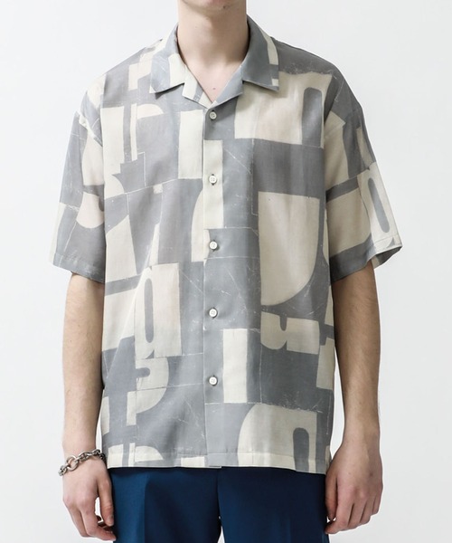 08sircus（ゼロエイトサーカス）の「【08sircus】Cu/C alphabet tile print shirt（シャツ/ブラウス・メンズ・ブラック/グレー・4/5）」の6枚目の写真