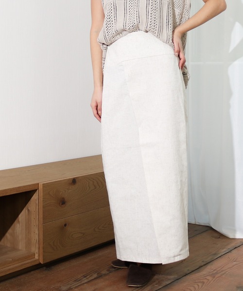 Per sist ence(パーシエンス)の「Per sist ence/パーシエンス リネンライク ラップスカート(スカート・レディース・オートミール/ベージュ/カーキ・FREE)」の1枚目の写真