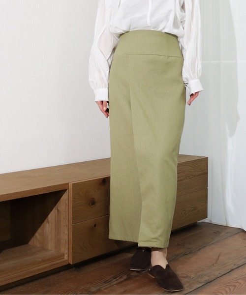 Per sist ence(パーシエンス)の「Per sist ence/パーシエンス リネンライク ラップスカート(スカート・レディース・オートミール/ベージュ/カーキ・FREE)」の3枚目の写真