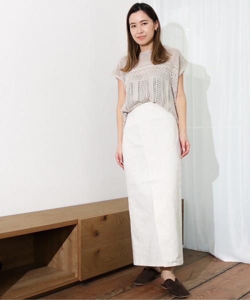Per sist ence(パーシエンス)の「Per sist ence/パーシエンス リネンライク ラップスカート(スカート・レディース・オートミール/ベージュ/カーキ・FREE)」の11枚目の写真