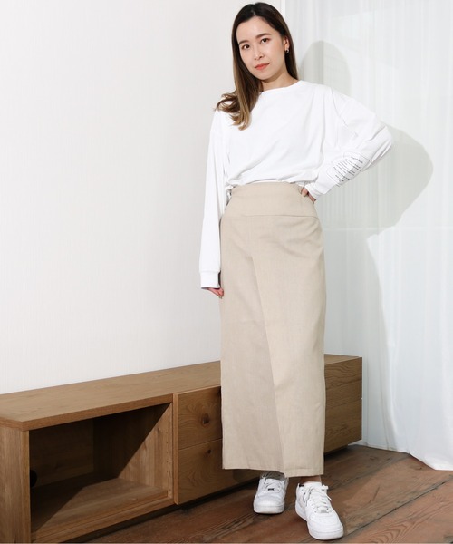 Per sist ence(パーシエンス)の「Per sist ence/パーシエンス リネンライク ラップスカート(スカート・レディース・オートミール/ベージュ/カーキ・FREE)」の6枚目の写真