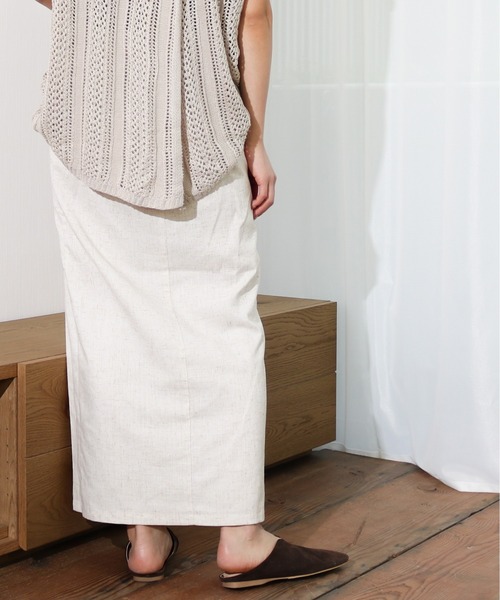 Per sist ence(パーシエンス)の「Per sist ence/パーシエンス リネンライク ラップスカート(スカート・レディース・オートミール/ベージュ/カーキ・FREE)」の15枚目の写真