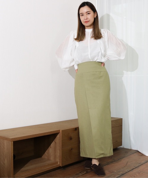 Per sist ence(パーシエンス)の「Per sist ence/パーシエンス リネンライク ラップスカート(スカート・レディース・オートミール/ベージュ/カーキ・FREE)」の16枚目の写真