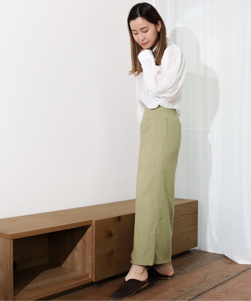 Per sist ence(パーシエンス)の「Per sist ence/パーシエンス リネンライク ラップスカート(スカート・レディース・オートミール/ベージュ/カーキ・FREE)」の18枚目の写真