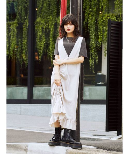 jouetie（ジュエティ）の「レイヤードジャンパードレス（ワンピース・レディース・ライトブルー/ブラック/オフホワイト/カーキ・MEDIUM）」の8枚目の写真