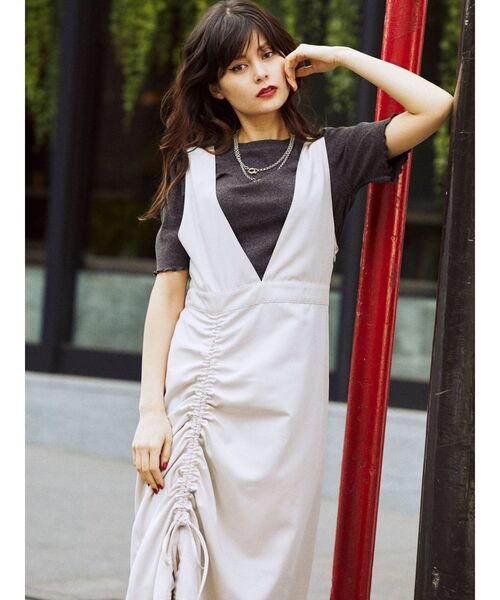 jouetie（ジュエティ）の「レイヤードジャンパードレス（ワンピース・レディース・ライトブルー/ブラック/オフホワイト/カーキ・MEDIUM）」の9枚目の写真