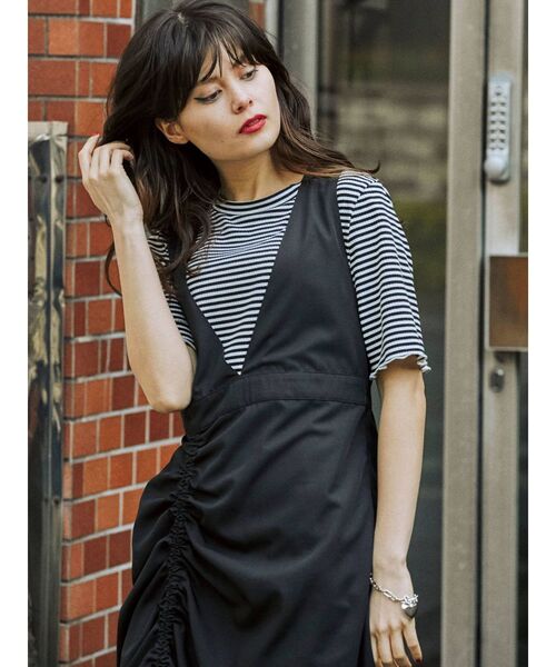 jouetie（ジュエティ）の「レイヤードジャンパードレス（ワンピース・レディース・ライトブルー/ブラック/オフホワイト/カーキ・MEDIUM）」の14枚目の写真