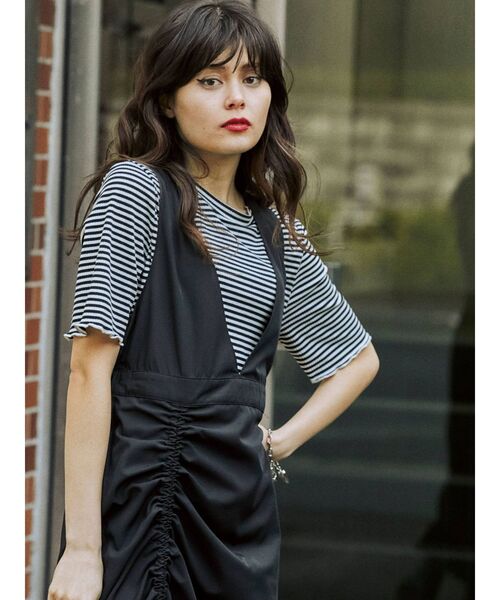 jouetie（ジュエティ）の「レイヤードジャンパードレス（ワンピース・レディース・ライトブルー/ブラック/オフホワイト/カーキ・MEDIUM）」の15枚目の写真