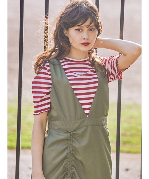 jouetie（ジュエティ）の「レイヤードジャンパードレス（ワンピース・レディース・ライトブルー/ブラック/オフホワイト/カーキ・MEDIUM）」の19枚目の写真