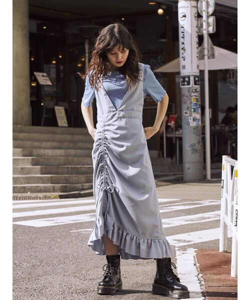 jouetie（ジュエティ）の「レイヤードジャンパードレス（ワンピース・レディース・ライトブルー/ブラック/オフホワイト/カーキ・MEDIUM）」の20枚目の写真