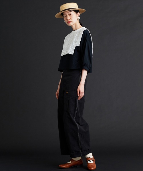 Malle（マル）の「△Malle　レースパッチワーク付け衿（付け襟・レディース・ネイビー/オフホワイト・FREE）」の8枚目の写真