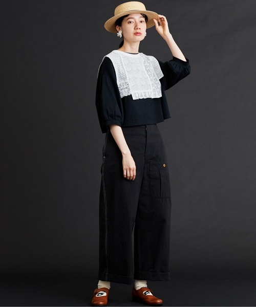 Malle（マル）の「△Malle　レースパッチワーク付け衿（付け襟・レディース・ネイビー/オフホワイト・FREE）」の13枚目の写真