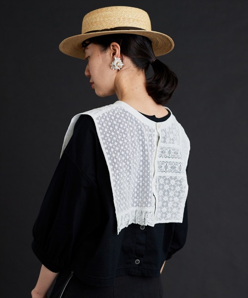 Malle（マル）の「△Malle　レースパッチワーク付け衿（付け襟・レディース・ネイビー/オフホワイト・FREE）」の7枚目の写真