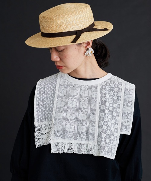 Malle（マル）の「△Malle　レースパッチワーク付け衿（付け襟・レディース・ネイビー/オフホワイト・FREE）」の14枚目の写真