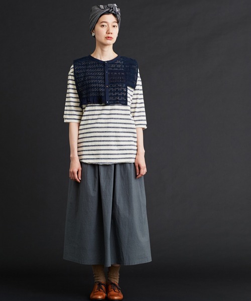 Malle（マル）の「△Malle　レースパッチワーク付け衿（付け襟・レディース・ネイビー/オフホワイト・FREE）」の15枚目の写真