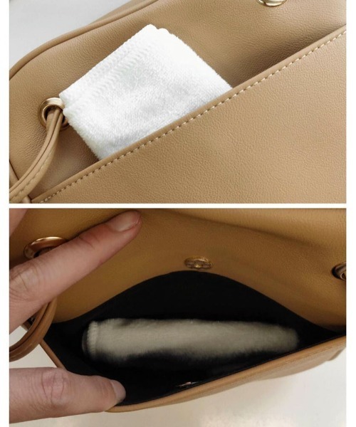 tukn.(トゥクン)の「スクエアショルダーバッグ コンパクトなのに長財布が入る、通勤にもおススメバッグ(ショルダーバッグ・レディース・ブラック/ベージュ/アイボリー/キャメル・FREE)」の17枚目の写真