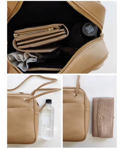 tukn.(トゥクン)の「スクエアショルダーバッグ コンパクトなのに長財布が入る、通勤にもおススメバッグ(ショルダーバッグ・レディース・ブラック/ベージュ/アイボリー/キャメル・FREE)」の18枚目の写真