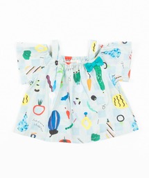 trois lapins kp（トロワラパンケーピー）の「troislapins(トロワラパン)xsubikiawa食器店/総柄オフショルダートップス(90cm)（Tシャツ/カットソー・キッズ）」