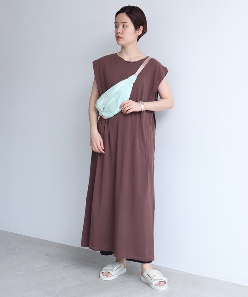 nitca（ニトカ）の「40/1追撚天竺 ショルダータックワンピース（ワンピース・レディース・ダークブラウン/アイボリー/グリーン・FREE）」の9枚目の写真