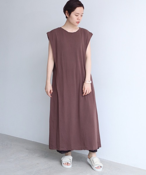 nitca（ニトカ）の「40/1追撚天竺 ショルダータックワンピース（ワンピース・レディース・ダークブラウン/アイボリー/グリーン・FREE）」の14枚目の写真