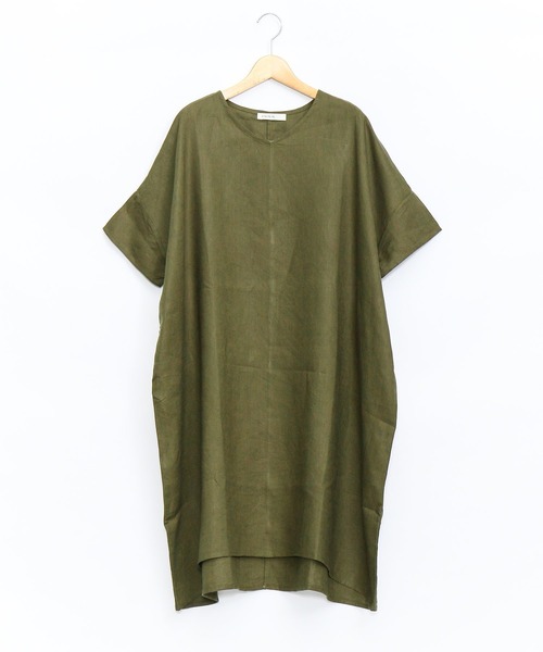 AS KNOW AS de base（アズノゥアズドゥバズ）の「麻バサバサワンピース（ワンピース・レディース・ブラック/ベージュ/カーキ/ブルー・FREE）」の3枚目の写真