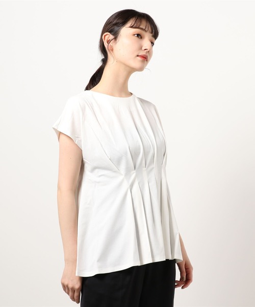 Bou Jeloud(ブージュルード)の「ウエストタック2WAYチュニック(Tシャツ/カットソー・レディース・ブラック/オフホワイト/カーキ/オレンジ・FREE)」の3枚目の写真