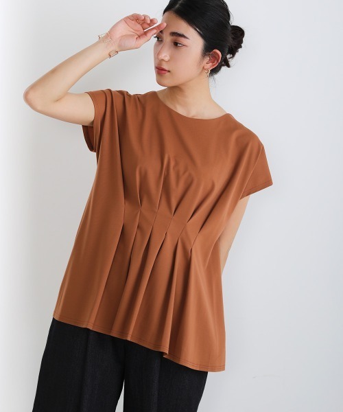 Bou Jeloud(ブージュルード)の「ウエストタック2WAYチュニック(Tシャツ/カットソー・レディース・ブラック/オフホワイト/カーキ/オレンジ・FREE)」の2枚目の写真