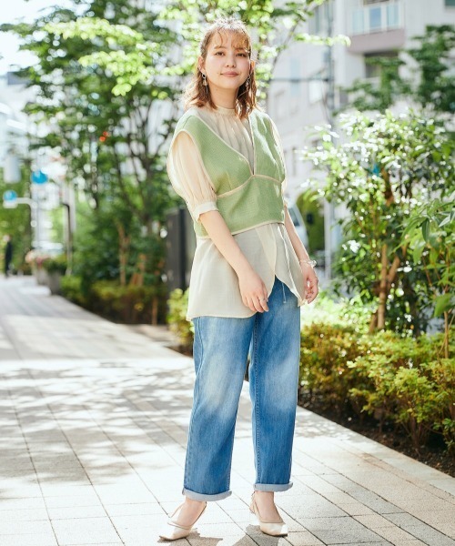 cepo（セポ）の「バックリボンビスチェ＋スリットブラウス　アンサンブル（シャツ/ブラウス・レディース・ベージュ/モカ/チャコールグレー・M）」の7枚目の写真