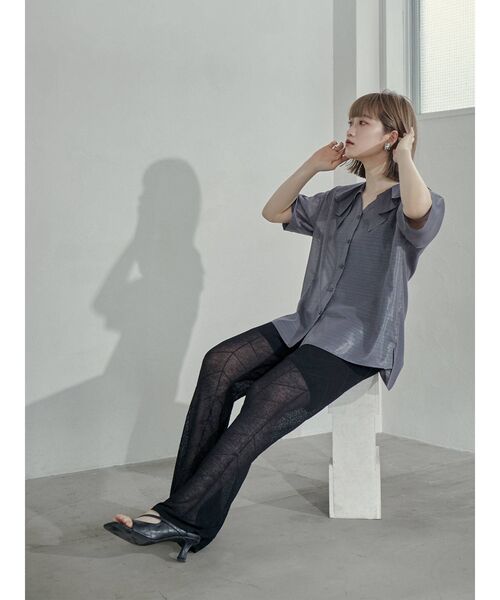 MURUA（ムルーア）の「シアーニットパンツ（スウェットパンツ・レディース・ブラック/イエロー・FREE）」の4枚目の写真