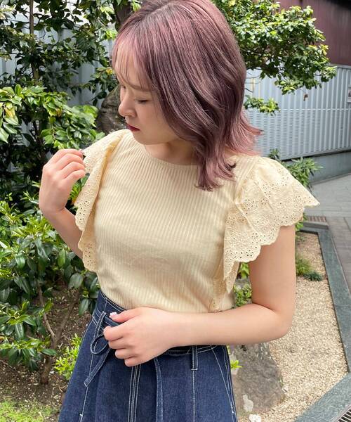 MAJESTIC LEGON（マジェスティックレゴン）の「レディカットワークトップス（Tシャツ/カットソー・レディース・ブラック/オフホワイト/イエロー・SMALL/MEDIUM）」の17枚目の写真