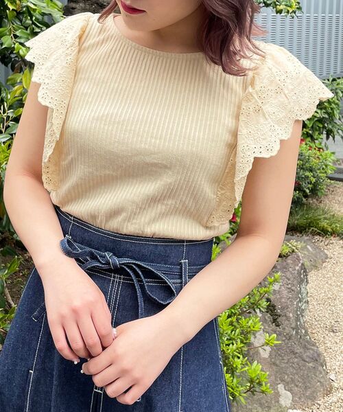 MAJESTIC LEGON（マジェスティックレゴン）の「レディカットワークトップス（Tシャツ/カットソー・レディース・ブラック/オフホワイト/イエロー・SMALL/MEDIUM）」の14枚目の写真