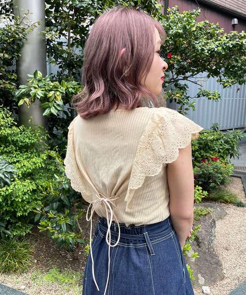 MAJESTIC LEGON（マジェスティックレゴン）の「レディカットワークトップス（Tシャツ/カットソー・レディース・ブラック/オフホワイト/イエロー・SMALL/MEDIUM）」の20枚目の写真