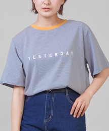 SPINNS | 【ゆったりシルエット】ワンポイントロゴ マルチボーダーリンガーTシャツ(Tシャツ/カットソー)