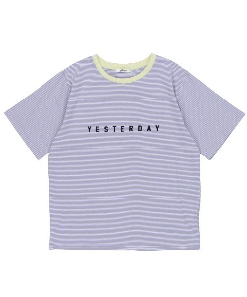 SPINNS（スピンズ）の「【ゆったりシルエット】ワンポイントロゴ マルチボーダーリンガーTシャツ（Tシャツ/カットソー・レディース・ベージュ/パープル/サックスブルー/ホワイト×ブラック・ONESIZE）」の12枚目の写真