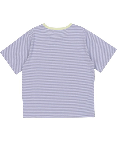 SPINNS（スピンズ）の「【ゆったりシルエット】ワンポイントロゴ マルチボーダーリンガーTシャツ（Tシャツ/カットソー・レディース・ベージュ/パープル/サックスブルー/ホワイト×ブラック・ONESIZE）」の13枚目の写真