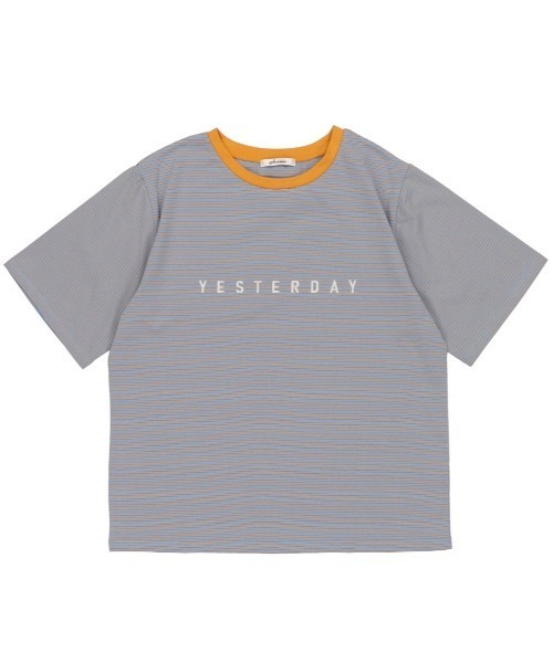 SPINNS（スピンズ）の「【ゆったりシルエット】ワンポイントロゴ マルチボーダーリンガーTシャツ（Tシャツ/カットソー・レディース・ベージュ/パープル/サックスブルー/ホワイト×ブラック・ONESIZE）」の11枚目の写真