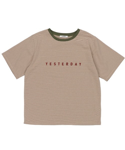 SPINNS（スピンズ）の「【ゆったりシルエット】ワンポイントロゴ マルチボーダーリンガーTシャツ（Tシャツ/カットソー・レディース・ベージュ/パープル/サックスブルー/ホワイト×ブラック・ONESIZE）」の10枚目の写真