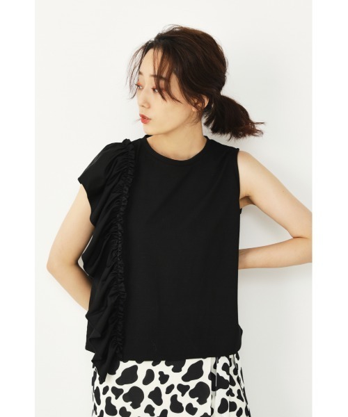 SHEL'TTER ORIGINAL（シェルターオリジナル）の「アシンメトリーラッフルトップス（タンクトップ・レディース・ダークオレンジ/グリーン/ブラック・FREE）」の2枚目の写真