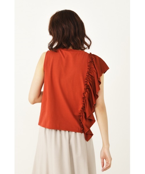 SHEL'TTER ORIGINAL（シェルターオリジナル）の「アシンメトリーラッフルトップス（タンクトップ・レディース・ダークオレンジ/グリーン/ブラック・FREE）」の16枚目の写真