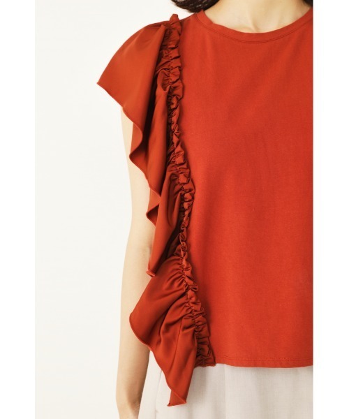 SHEL'TTER ORIGINAL（シェルターオリジナル）の「アシンメトリーラッフルトップス（タンクトップ・レディース・ダークオレンジ/グリーン/ブラック・FREE）」の17枚目の写真