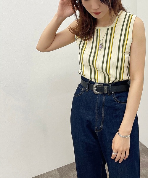 apres jour mignon（アプレジュールミニョン）の「マルチストライプリブタンク【ZOZOTOWN限定アイテム】（タンクトップ・レディース・グリーン系その他3/アイボリー/ブルー系その他/ブラック系その他・フリー/X-LARGE）」の11枚目の写真