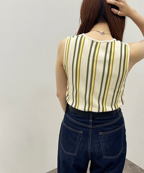 apres jour mignon（アプレジュールミニョン）の「マルチストライプリブタンク【ZOZOTOWN限定アイテム】（タンクトップ・レディース・グリーン系その他3/アイボリー/ブルー系その他/ブラック系その他・フリー/X-LARGE）」の21枚目の写真