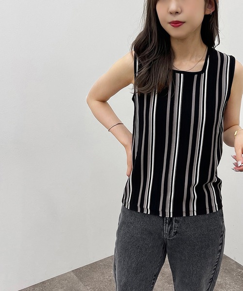 apres jour mignon（アプレジュールミニョン）の「マルチストライプリブタンク【ZOZOTOWN限定アイテム】（タンクトップ・レディース・グリーン系その他3/アイボリー/ブルー系その他/ブラック系その他・フリー/X-LARGE）」の22枚目の写真