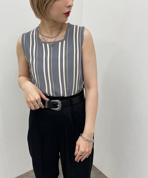 apres jour mignon（アプレジュールミニョン）の「マルチストライプリブタンク【ZOZOTOWN限定アイテム】（タンクトップ・レディース・グリーン系その他3/アイボリー/ブルー系その他/ブラック系その他・フリー/X-LARGE）」の14枚目の写真