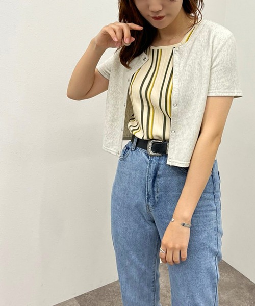 apres jour mignon（アプレジュールミニョン）の「マルチストライプリブタンク【ZOZOTOWN限定アイテム】（タンクトップ・レディース・グリーン系その他3/アイボリー/ブルー系その他/ブラック系その他・フリー/X-LARGE）」の5枚目の写真