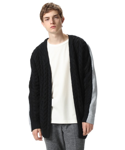 SOPHNET.(ソフネット)の「FABRIC MIX CARDIGAN(カーディガン/ボレロ・メンズ・ブラック/オフホワイト・SMALL/MEDIUM/LARGE/X-LARGE)」の4枚目の写真